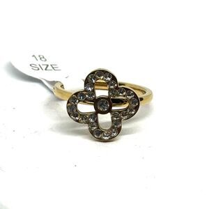Gold Tone Crystal Rhinestone Clove Stainless Steel Fashion Ring SZ 5.5